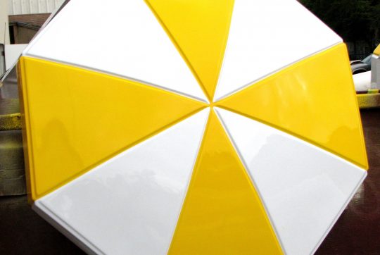 Octagonal Umbrella With Valance With Two-Tone Upgrade in Safety Yellow and White